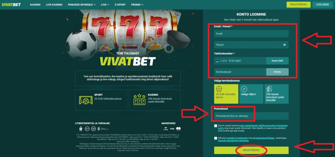 Vivatbet Registreeri – Email Registreerimine